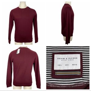 denim and flower sweater